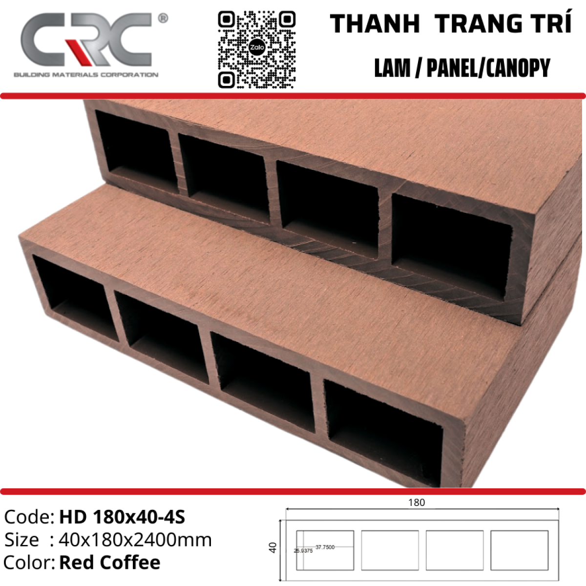 Thanh lam trang trí HD180x40-4S