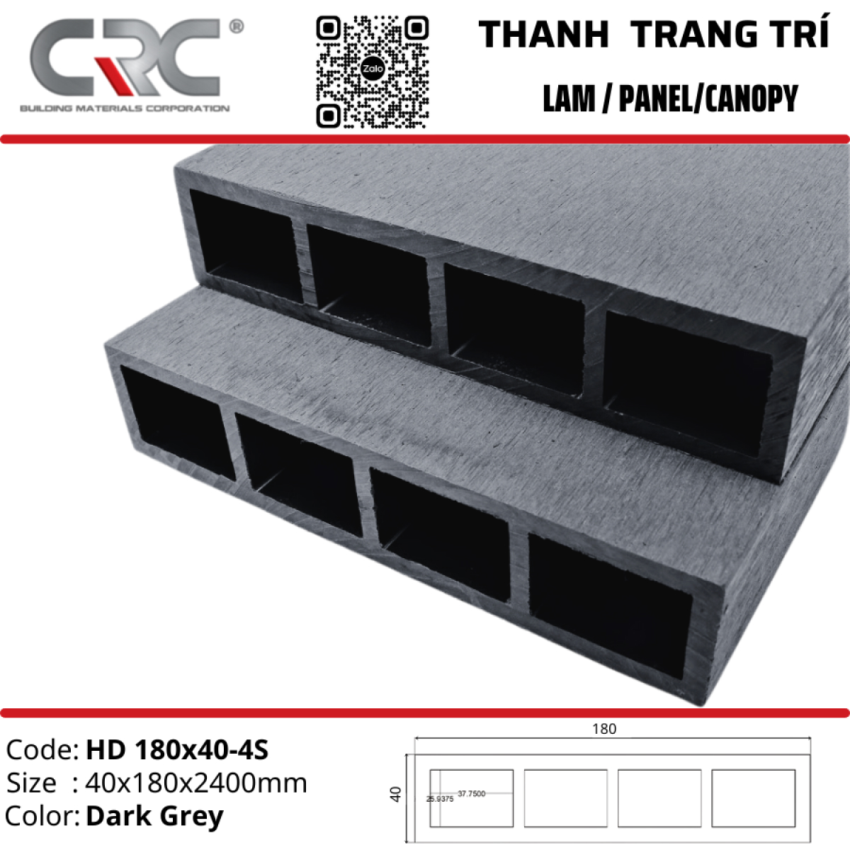 Thanh lam trang trí HD180x40-4S