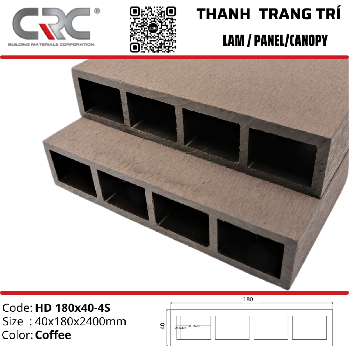 Thanh lam trang trí HD180x40-4S